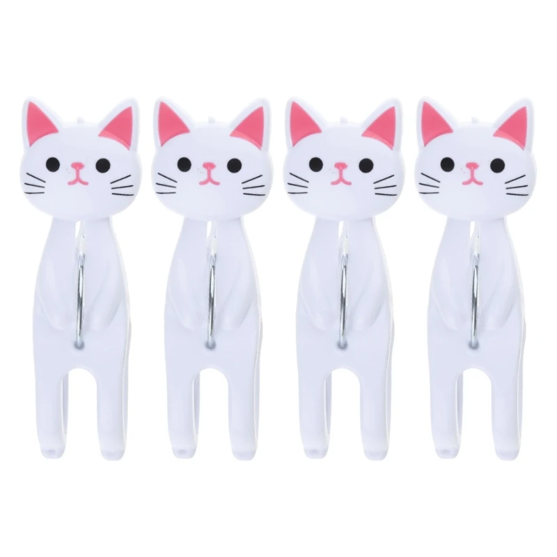 4pcs Cartoon Cat Clothespin Windproof Clothes Pegs Underwear Socks Clips Multifunctional Laundry Hanging Clip for Home