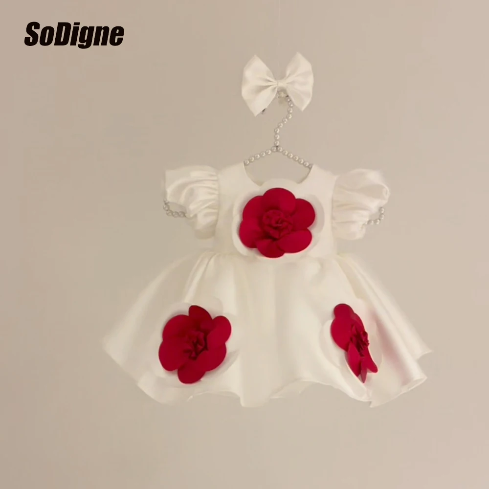 

Платье SoDigne А-силуэта из атласа для девочек, мини, с цветочным узором, с круглым вырезом, короткими рукавами, юбка для девочек, праздничное платье, 2026, детское платье принцессы, на заказ