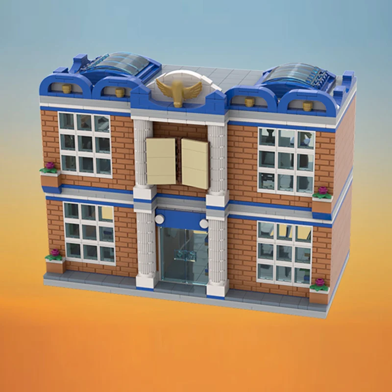 مدينة عرض الشارع نموذج MOC قوالب بناء مدرسة المدينة مفتوحة الظهر وحدات التكنولوجيا الأطفال هدايا العيد تجميع اللعب البدلة