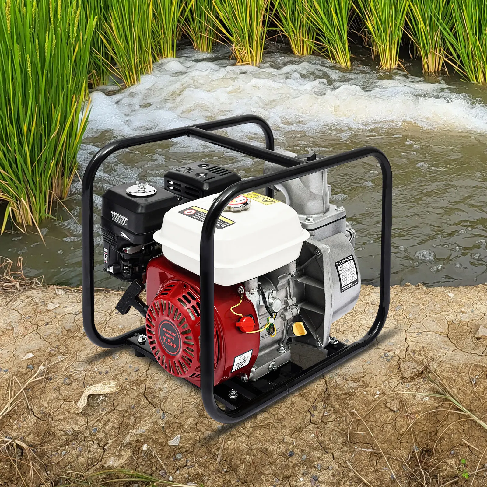 Bomba de agua de motor de gasolina de 4 tiempos de 212 cc, bomba de transferencia de agua agrícola de 5,5 kW 1000 l/264 gal/min