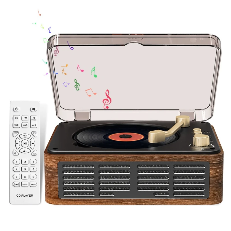 

Newly upgraded retro CD player, music album, Bluetooth speaker, record player, audio system