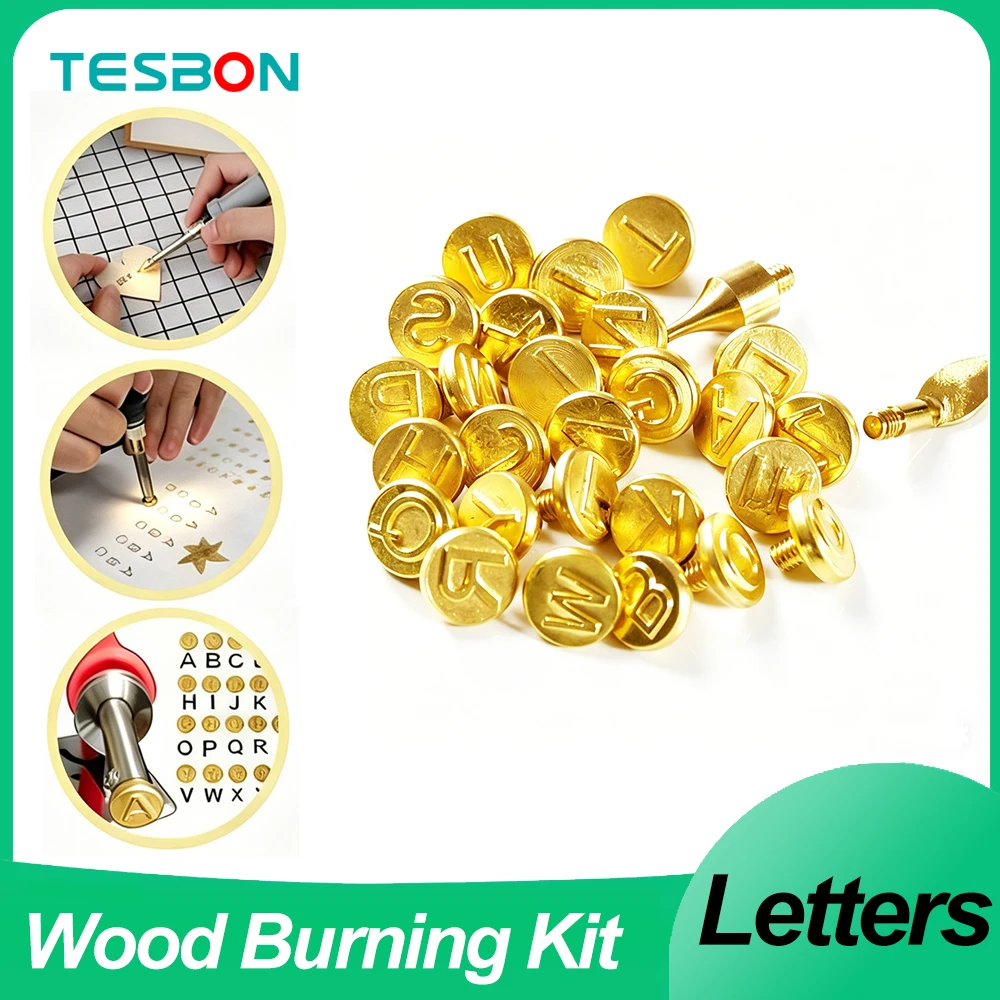 Wood Burning Tips 26 Letters,Alphabet pyrography Iron Tip for Embossing and Carving Crafts