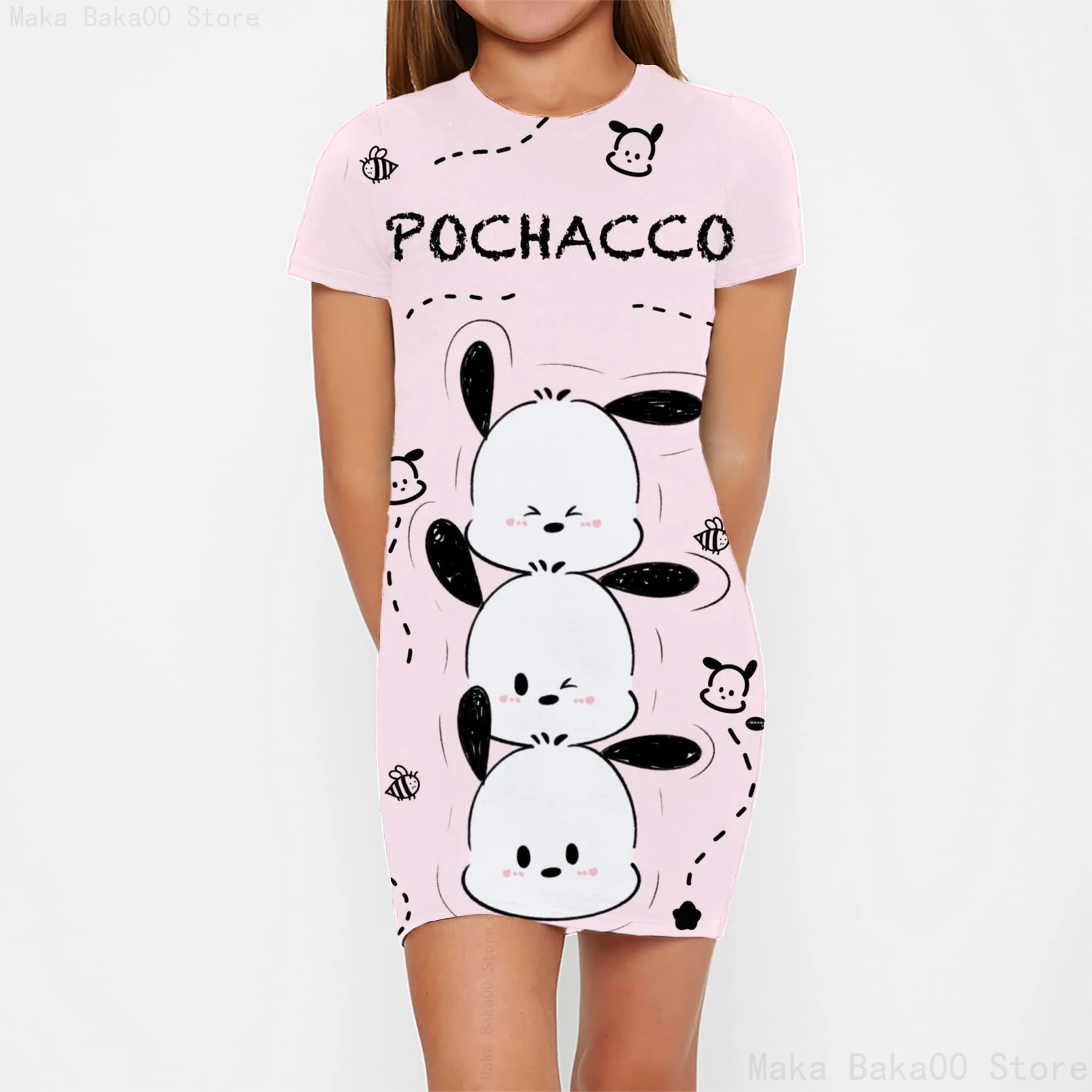 ute print Sanrio pochacco Pochacco short-sleeved T-shirt, casual and comfortable home clothes, cute cartoon girls' clothing