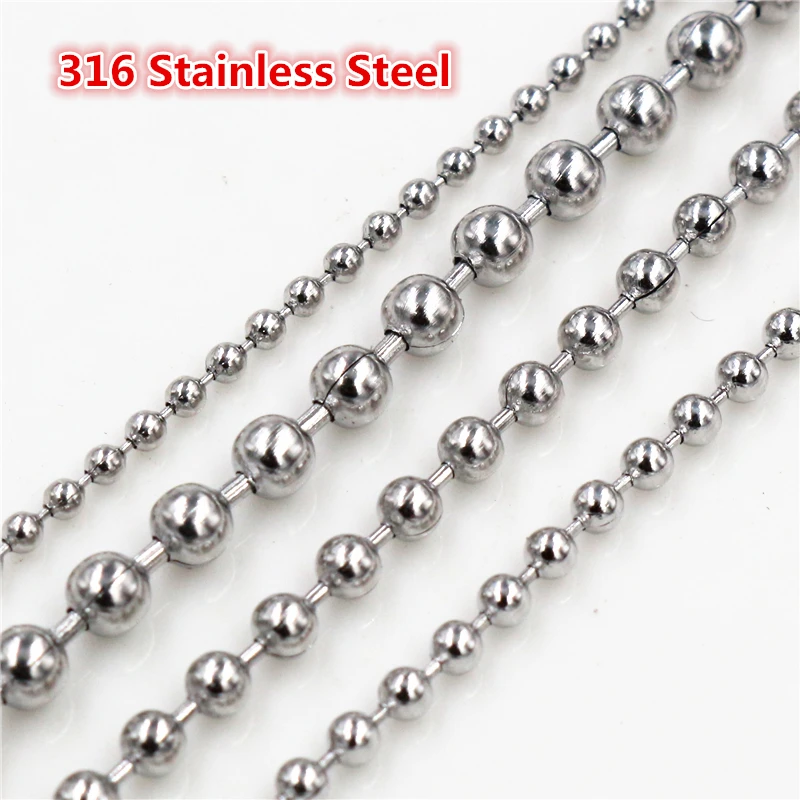 5 Meters/Lot 1.5/2.0/2.4/3.0mm Beaded Ball Stainless Steel Bulk Ball Bead Chains For DIY Necklaces Jewelry Making Accessories