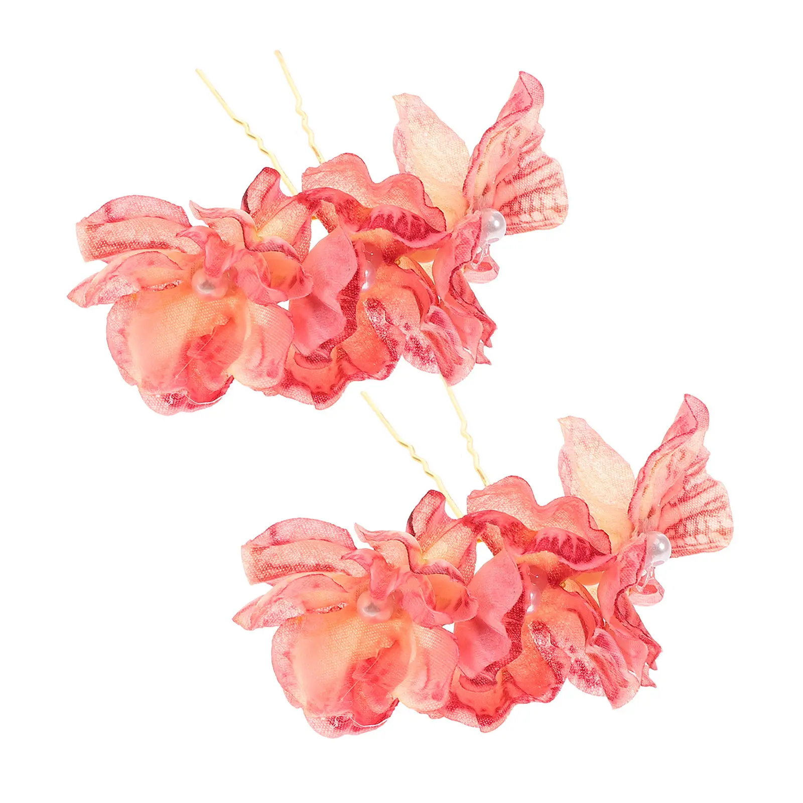 1Pair Luxurious Silk Flower Hairpin Pearl Accented Vintage Hair Sticks for Hanfu Attire Wedding Bridal Cosplay Floral Bridal