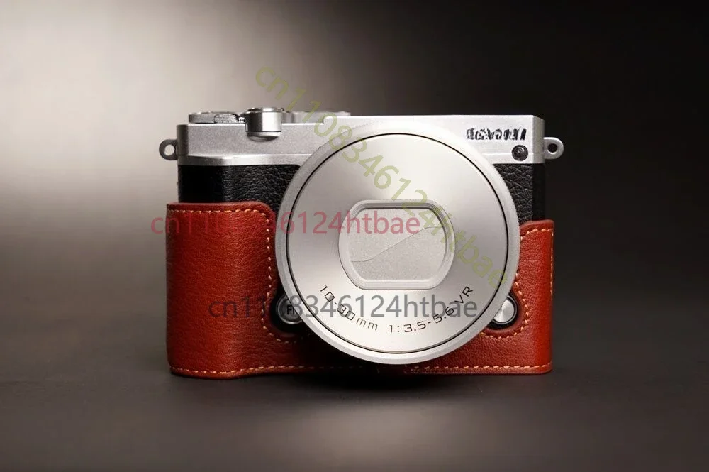 black-brown-genuine-leather-half-camera-case-bag-cover-handmade-for-nikon-j5