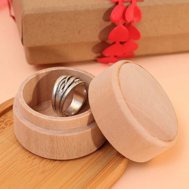 10/1pcs Small Round Wooden Storage Box Jewelry Rings Earrings Necklaces Storage Container Case with Lid Handmade Jewelry Box