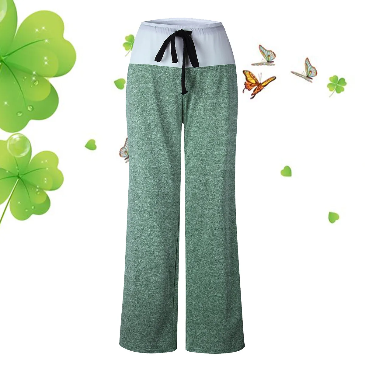 Womens Cotton Quick Dry Yoga Pants Size S Light Green Casual Sports Long Loose Harem Pilates Fitness Trousers Loose Pants