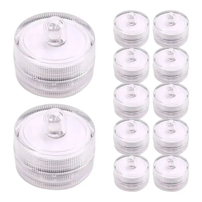 

Подводные светодиодные светильники AT14, 12 шт., фиолетовые водонепроницаемые беспламенные свечи-фонарики, на батарейках, для праздников и фестивалей