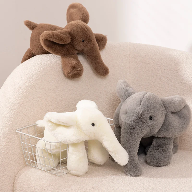 45/60cm Cartoon Lying Down Elephant Plush Toys Cute Soft Funny Stuffed Pillows Dolls For Birthday Festival Gift Room Decor