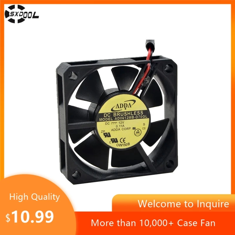 

For ADDA AD0612MB-D70GL 60x60x15mm DC 12V 0.11A Dual Ball Bearing Industrial Cooling Fan with Locked Rotor Protection