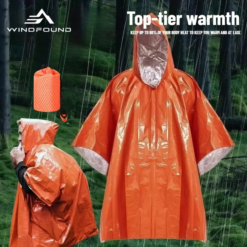Portable Outdoor Emergency Rain Poncho Warm and Cold-proof Suitable for Hiking Trekking and Cold Weather Protection