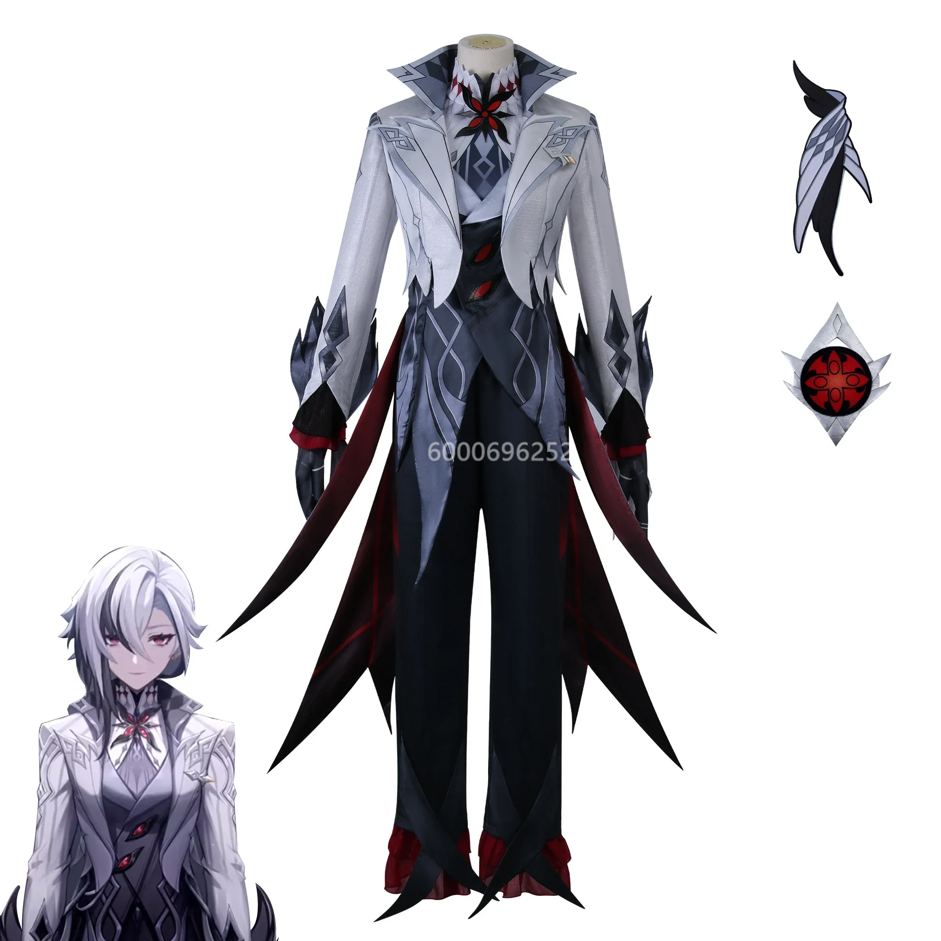 Impact Harlequin Cosplay Costume Anime New PV Skin The Knave Eleven Black White Wig Fatui Harbingers Outfit New Arrival Hot Sale