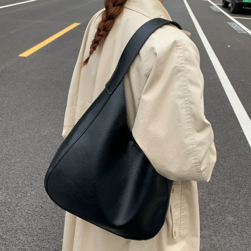 

Однотонная сумка-тоут в ленивом стиле — минималистичная универсальная, высококачественная повседневная сумка на одно плечо под мышками