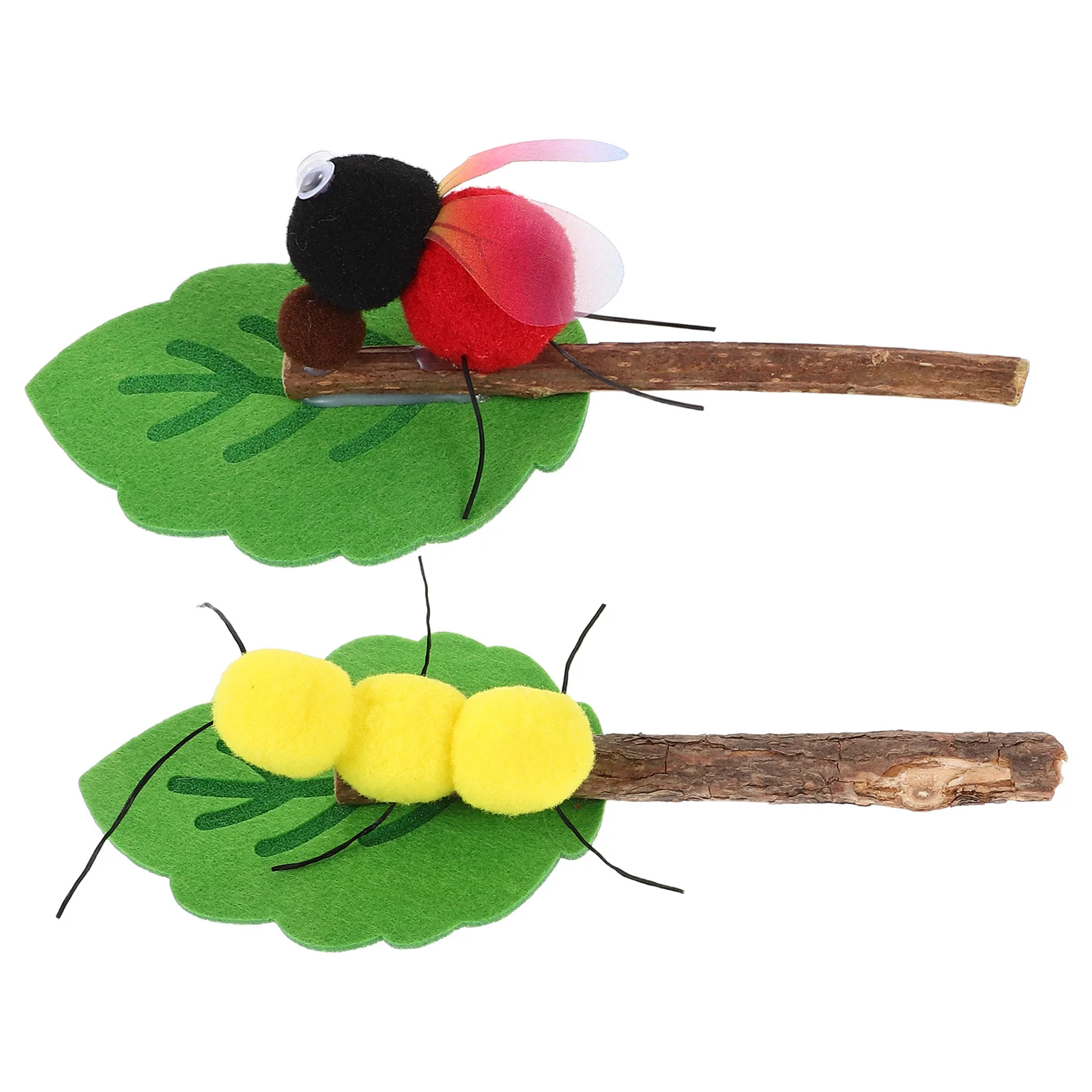 

2Pcs Cat Chew Sticks Felt Silvervine Indoor Kitten Interactive Molar Teething Stick Pet Accessory Cats Toys with Worm Design