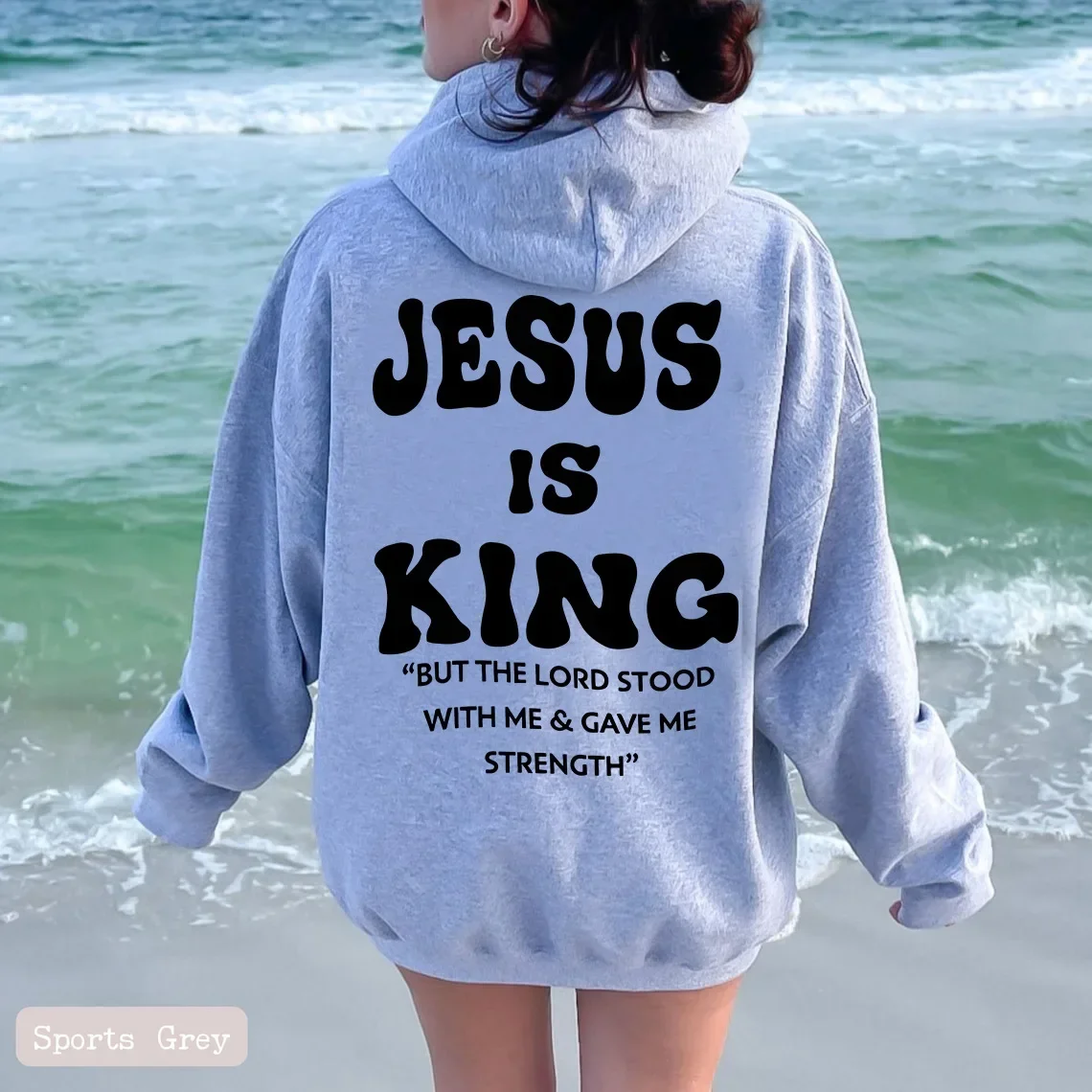 

JESUS IS KING European and American Hooded Sweatshirt Solid Color Letter Sweatshirt Oversized Hoodie