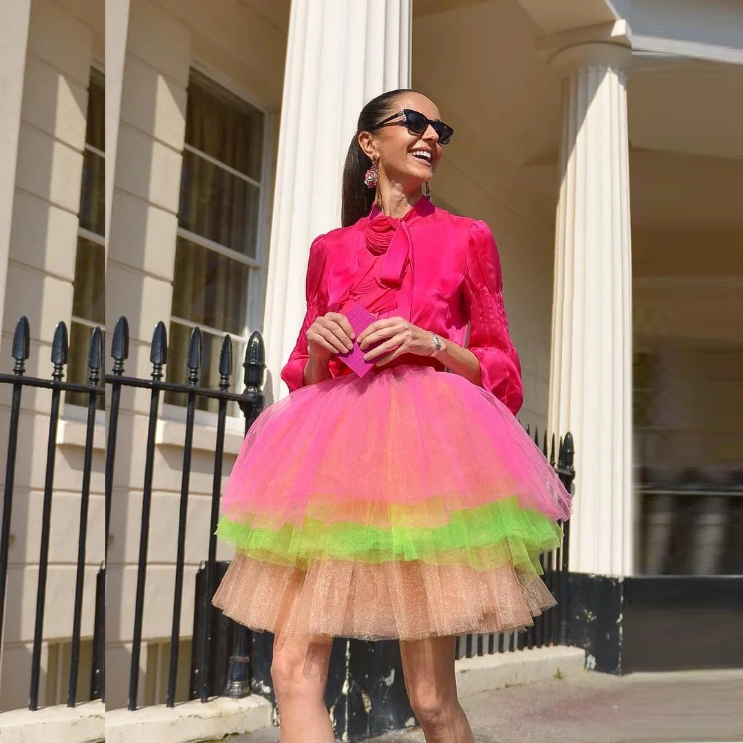 

HOBBY Colorful Short Tulle Skirts Puffy Women Mini Length Birthday Party Cake Skirts Layered Girls Homecoming Prom Skirts 2025