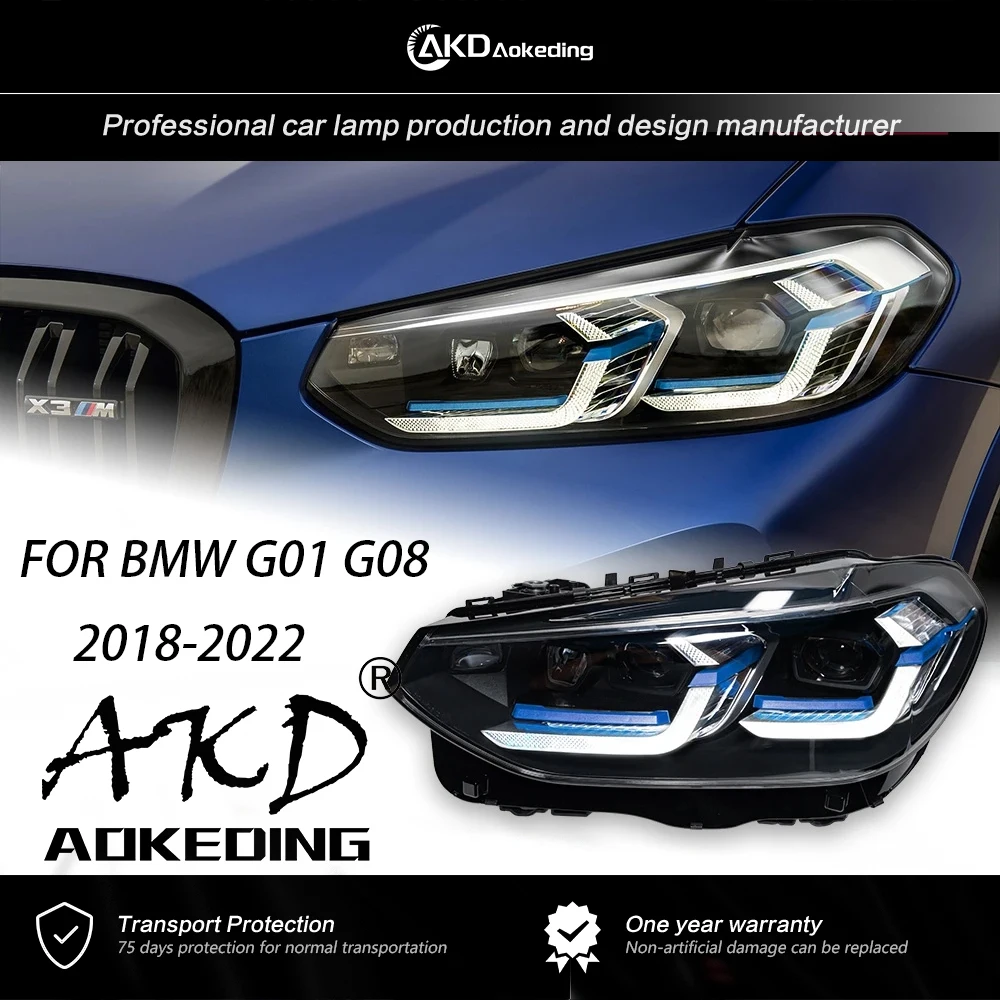 

AKD Front Light for BMW X3 G01 G08 LED Laser Style Headlight Projector Lens 2018-2022 Head Lamp Front DRL Auto Accessories 2PCS