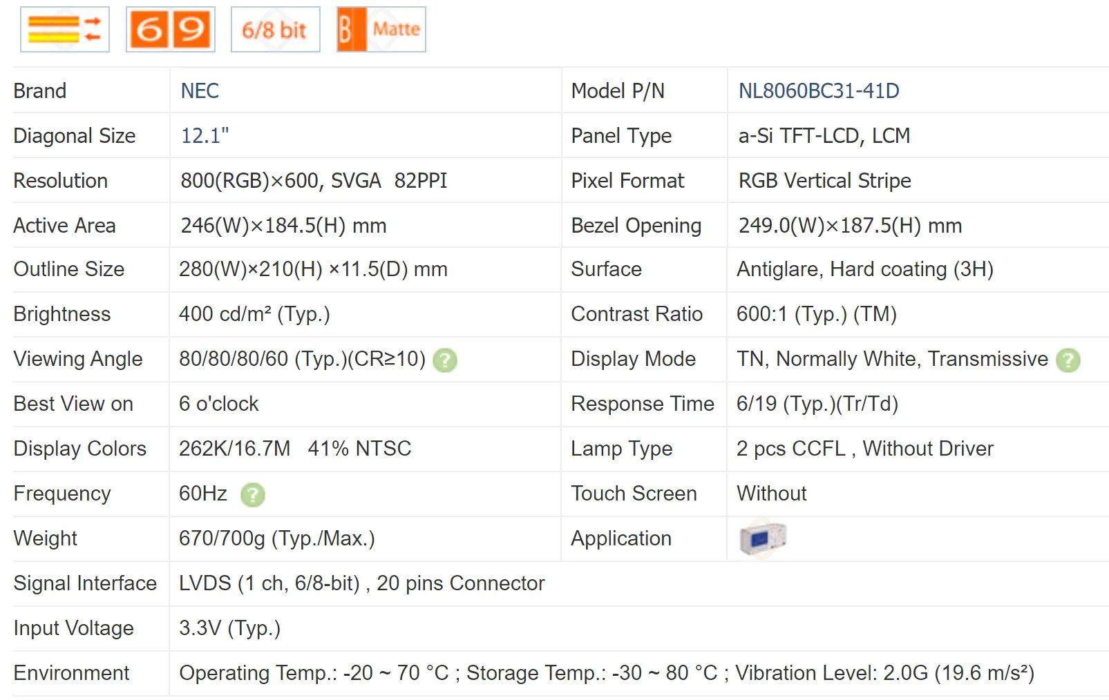 Оригинальный NL8060BC31-41 NL8060BC31-41D 12,1-дюймовый промышленный ЖК-дисплей, новый и класс A+ на складе