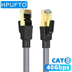 5M 10M 15M 20M 30M Ethernetkabel Cat 8 40Gbps Nylon Gevlochten Plat Internet Netwerk Patch Snoer Afgeschermde Kabel Ethernet Cat8