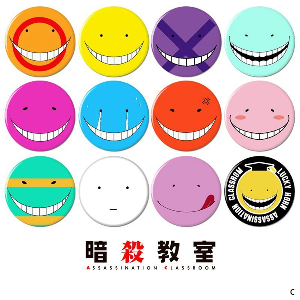 58mm Anime Assassination Classroom Korosensei‌ Koro-sensei Cosplay COSTUME Badge Pin SPTE Tinplate Brooch Prop Gilf﻿