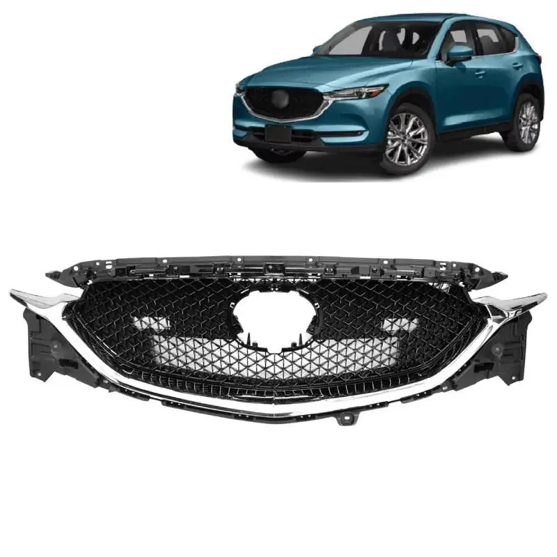 

car ABS Front Grille Assembly Wo/Emblem Painted Black Mesh With Lower Chrome Molding for 2017-2019 Mazda Cx5 oem MA1200215