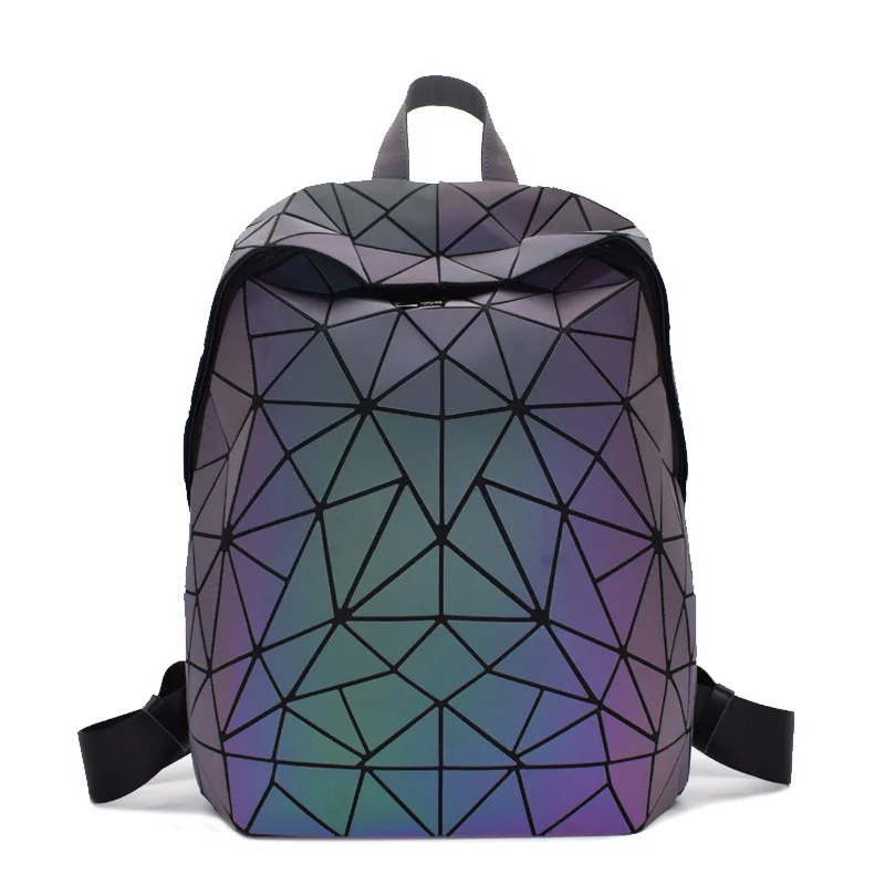 Iridescent Backpack Night Glow Reflective Laser Personalized Geometric Foldable Creative Bag Holographic