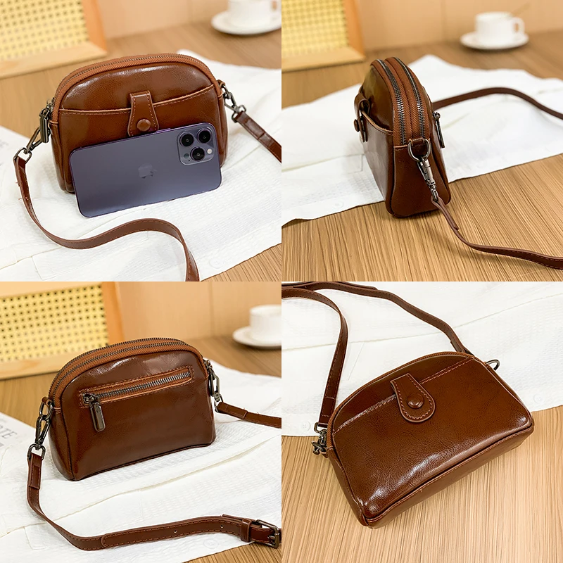 100% Genuine Cowhide Shoulder Bag Fashion Shell Bun Bag Women Leather Bag Crossbody bag For Women bag Female Handbags Sac a main