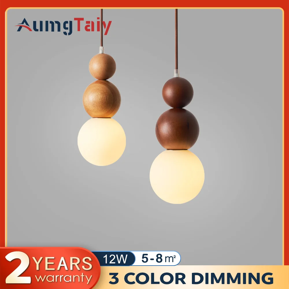 

Walnut Wood Glass Pendant lights Wabi-sabi Modern Vintage style Wall Sconce for Bedroom Bedside Corridor aisle Dining Room