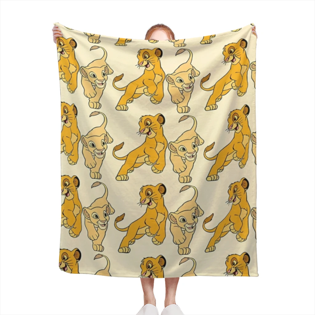 Simba and Nala Animals Blanket Flange Textile Decor Portable Super Soft Throw Blankets for Home Office Plush Thin Quilt