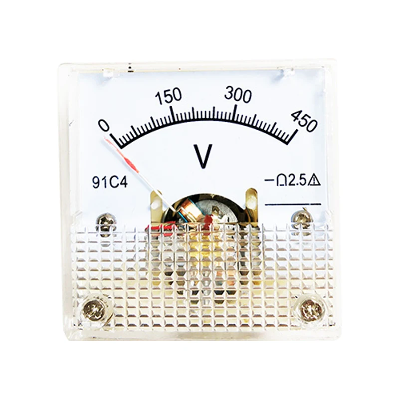 Voltímetro de CC 91C4, medidor de voltaje de Panel analógico, puntero mecánico tipo 3/5/10/15/20/30/50/100/150/250V