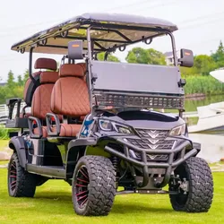 New Model Style 4+2 Seat Sightseeing Bus Club Cart Electric Golf Buggy 7500W Motor Hunting Cart with Solar Panel