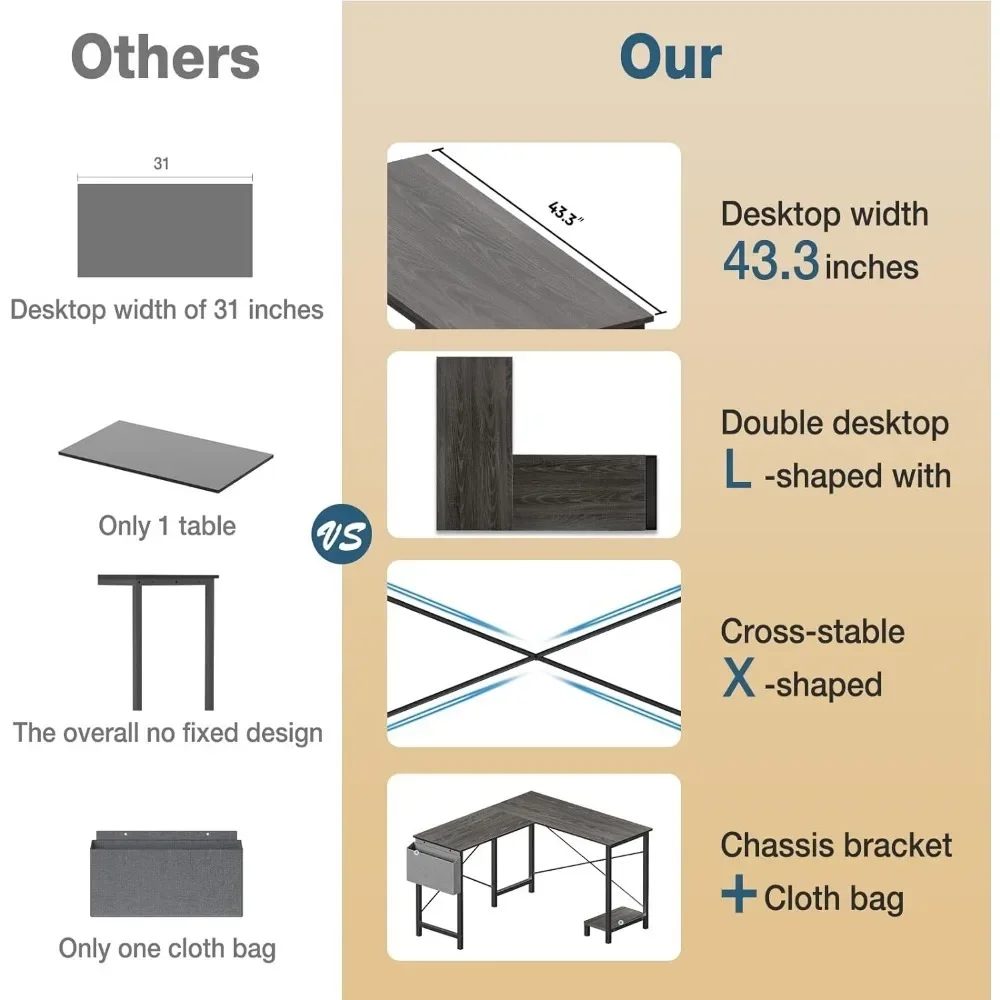 Computer Desk - Gaming Corner Office Writing  Wooden Table Desk