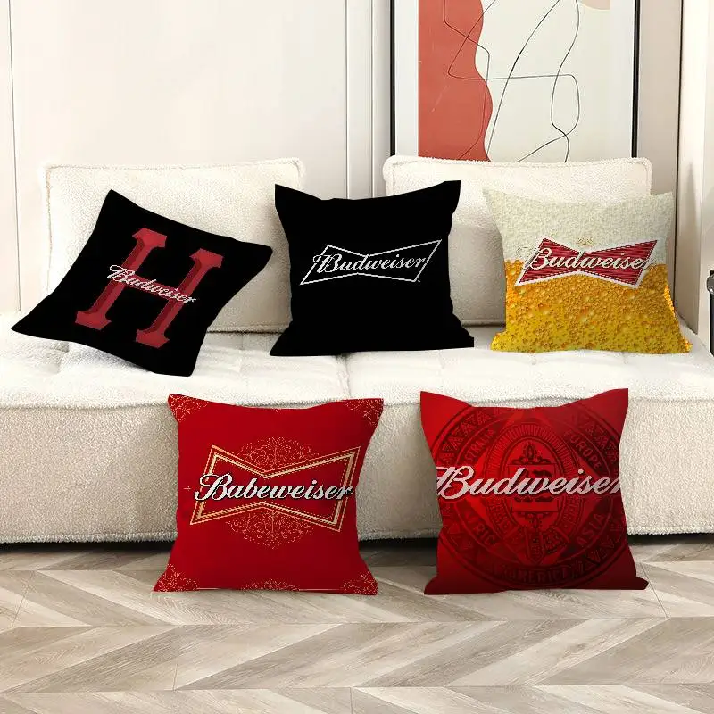 Beer Brand B-BudweiserS Logo Maple Design Cushion Cover Happy Autumn Harvest decor Holiday Decorati Pillow Cover