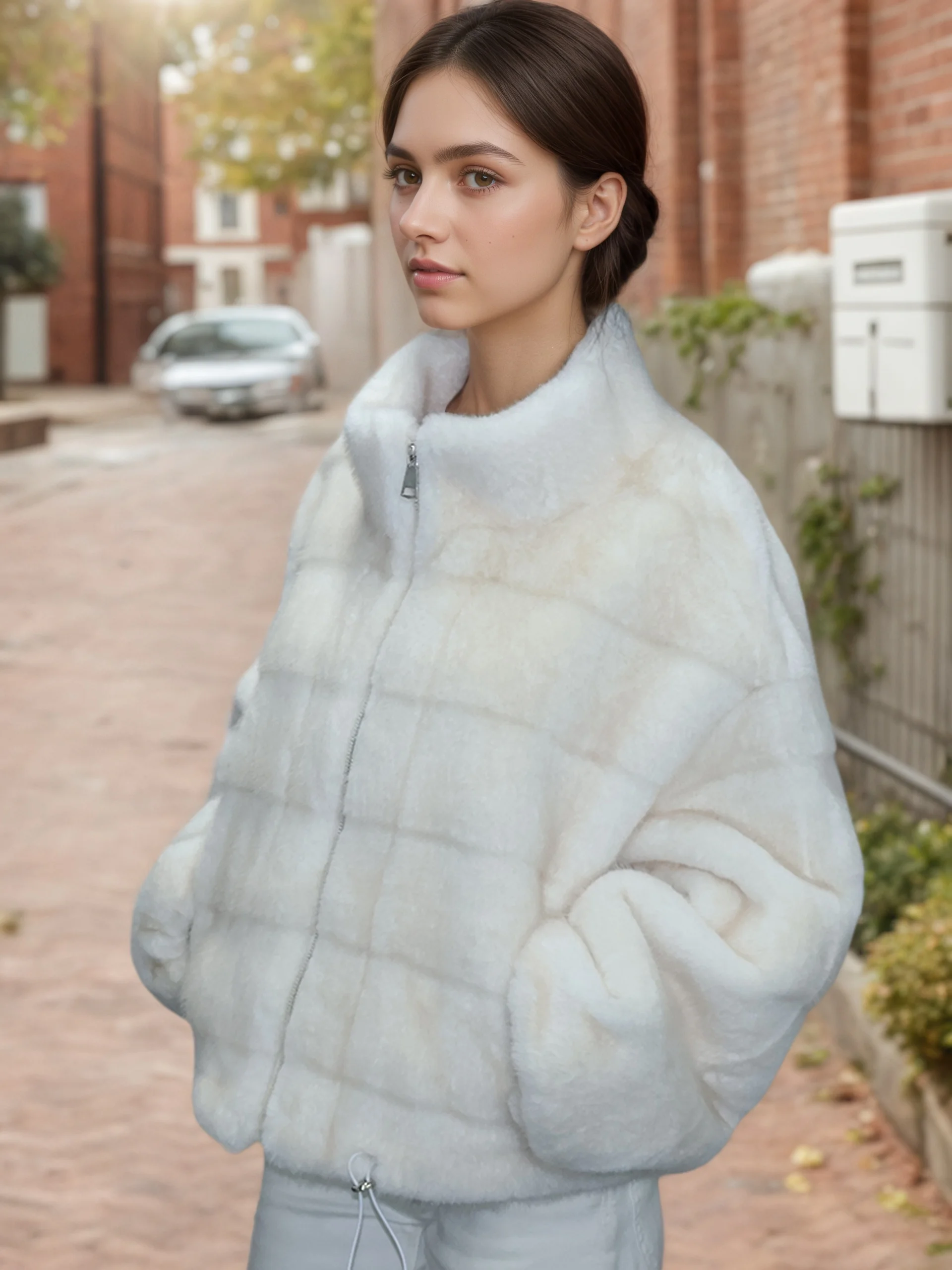 Faux Fur Coat Women, Luxury Round Collar Winter Coat Female, Imitation Mink Fur Jacket with Faux Leather Liner, Zipper Placket W