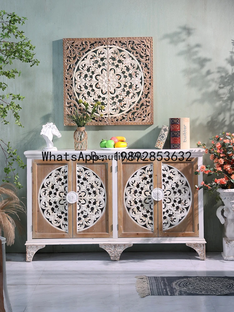 QQ GG8American Country Corner Cabinet Storage Solid Wood Porch Vintage Storage Cabinet B & B Complete Package