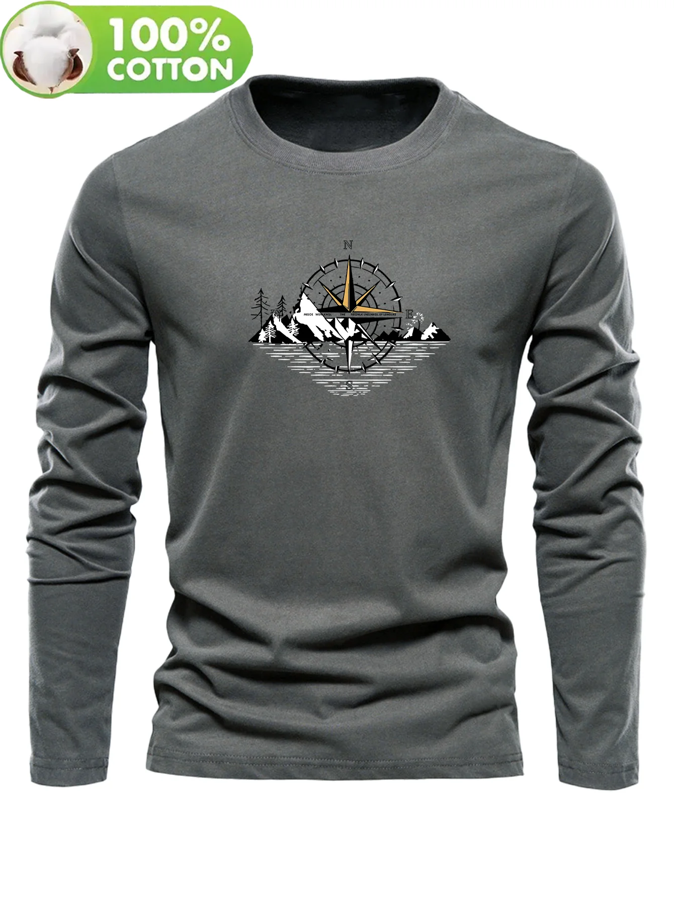 Men 100% Cotton Long Sleeve T Shirt Soft Breathable Crew Neck Tee For Spring Autumn Wine Red Green Dark Blue Casual Layering Bas