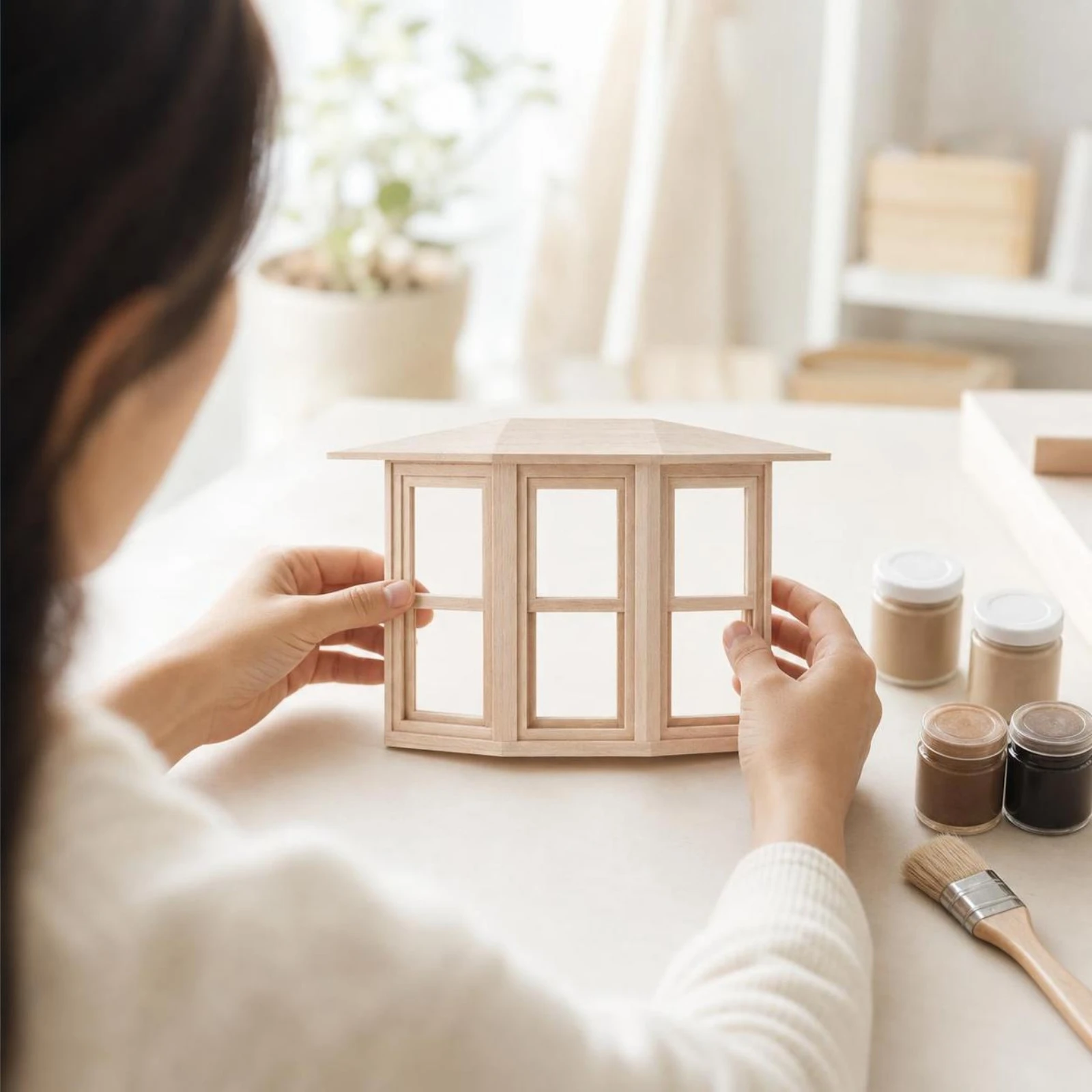 Miniature Pavilion Unfinished Miniature Gazebo Dollhouse Shell Polygonal Diy Model Kit Lightweight for Miniaturists