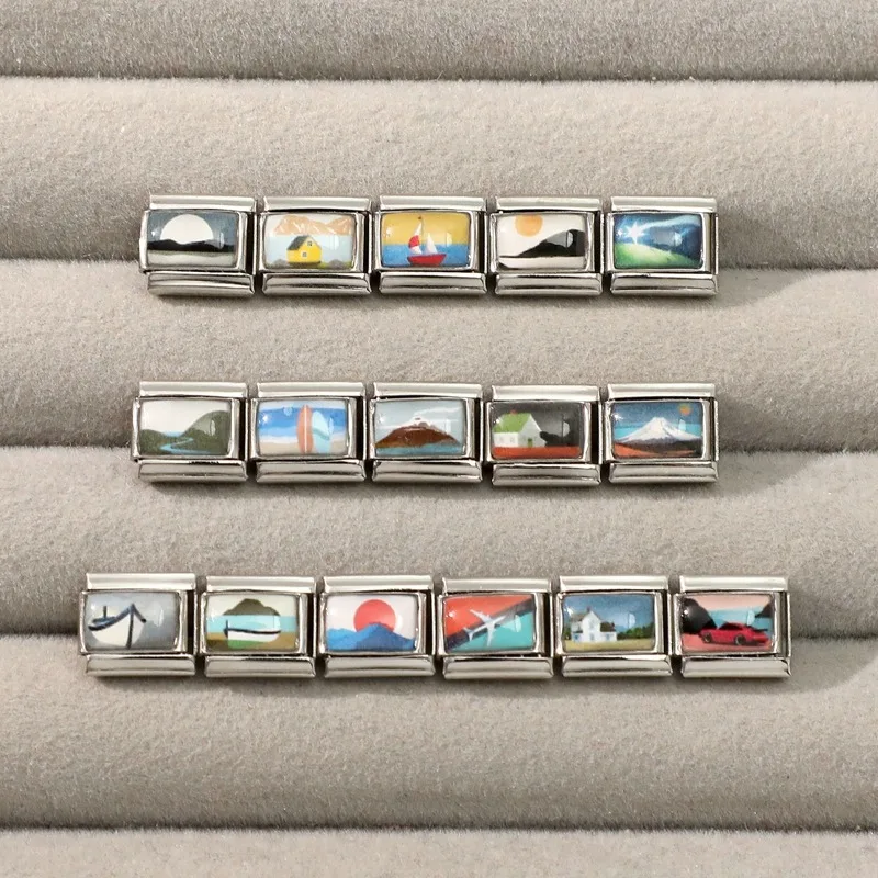 Mountains and Seas Scenery Italian Charm Links for Bracelets