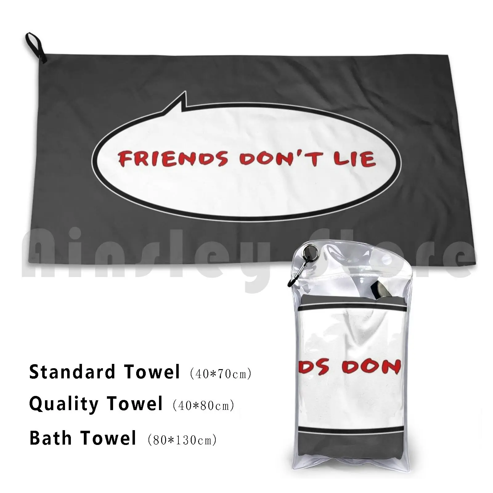 Friends Don't Lie-Speech Bubble Bath Towel Beach Cushion Friends Dont Lie Netflix Mike Demogorgon Retro Vintage