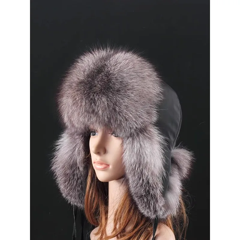 

Fox hair Lei Feng hat Winter women's outdoor leisure Korean version cotton hat Thick snow hat