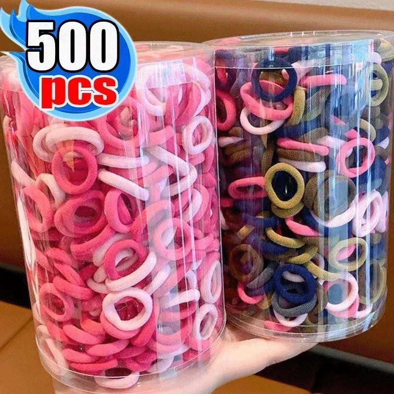 500/100PCS Women Girls Colorful Hair Bands Nylon Elastic Rubber Hair Accessories Ponytail Small Hair Tie Scrunchies Headband