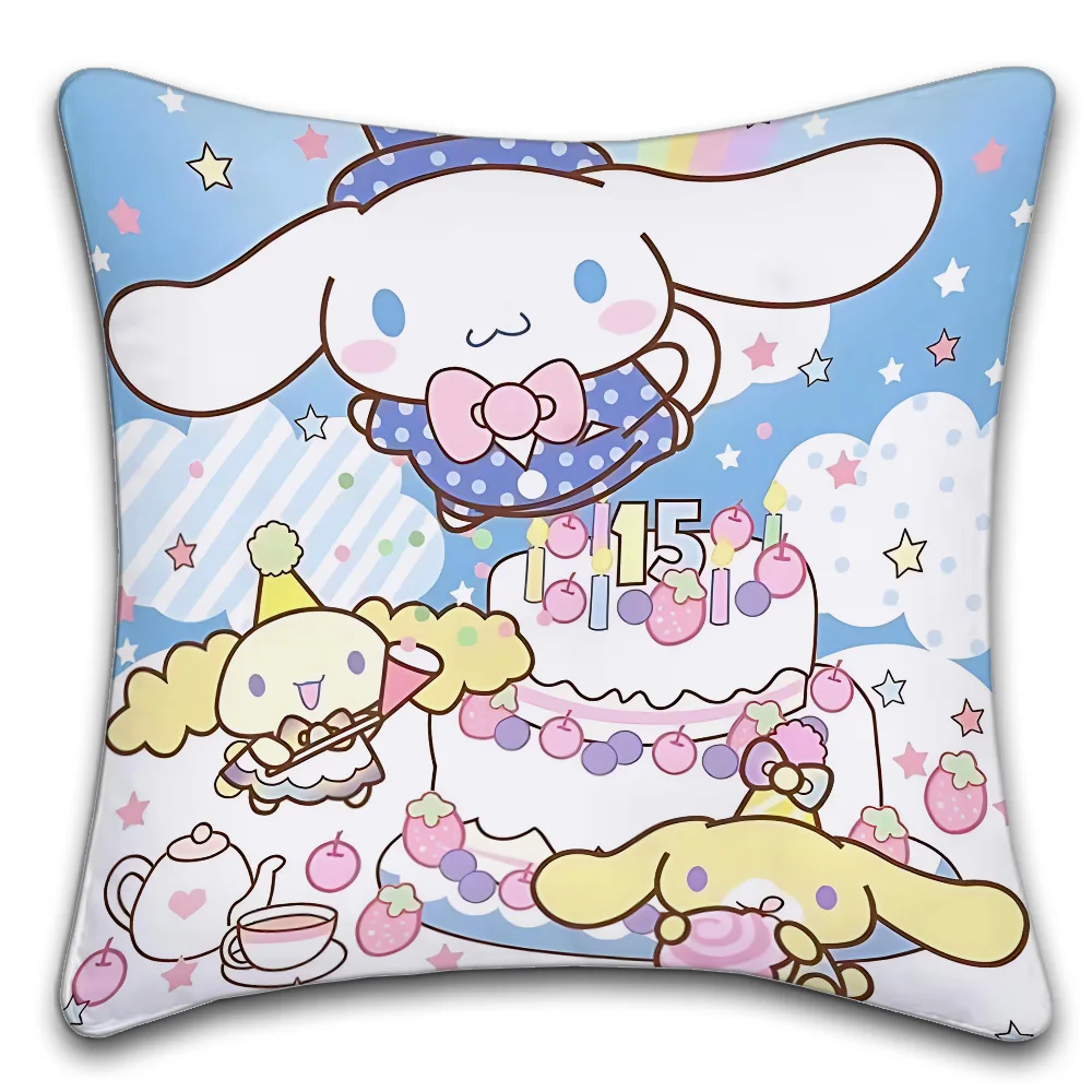 Sanrio Cinnamoroll Logo  Pillow Cushion Cover Pillowcase Living Room Sofa Home Decor Customized