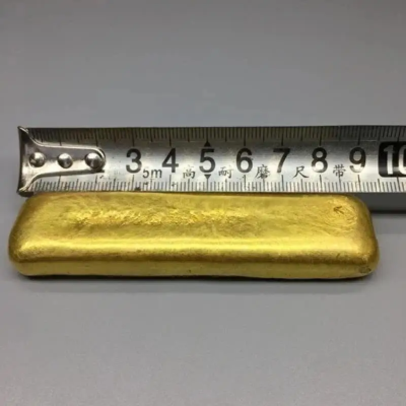 Replica Gold Bar Gold-Plated Daqing Ingot Ornament Chinese Antique Collectible Feng Shui Wealth Decor