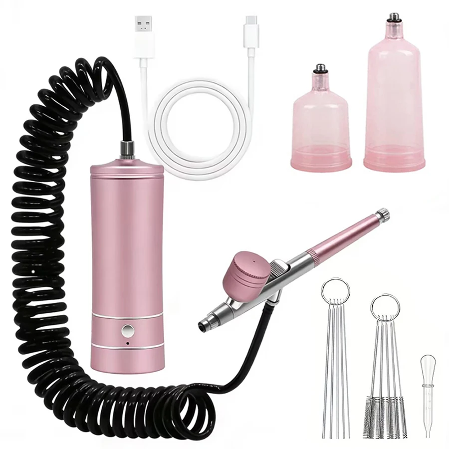 Portable Airbrush Kit With Compressor Cleaning Air Brushes  For Painting, Nail Art, Model Coloring, Makeup view 2