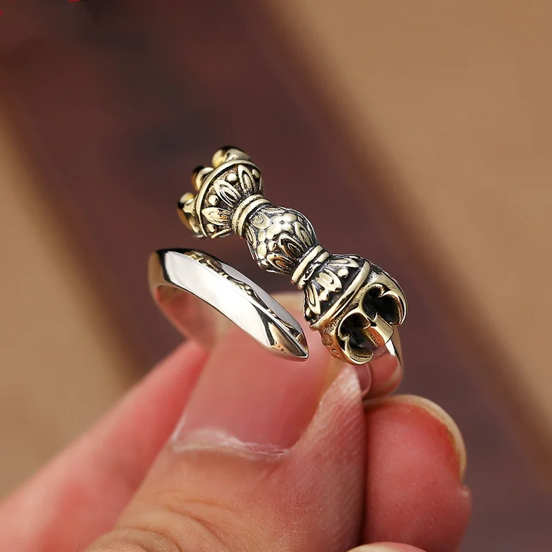 Retro Subduing Pestle Ring Male Index Finger Accessories Opening Size Popular 925 Silver Ring Men's Jewelry