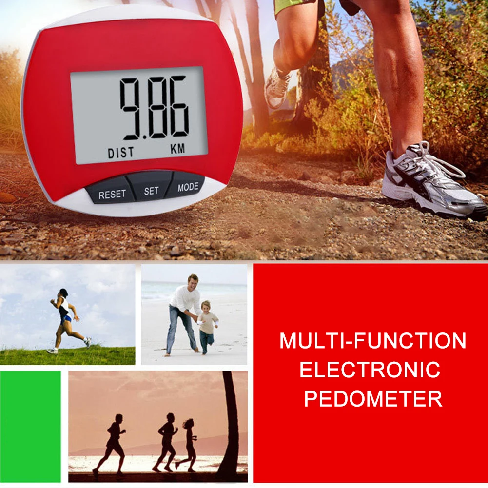 Digital Walking Pedometer Built-in Clip Electronic Running Distance Monitor LCD Display 3D for Men Women Kids Adults Seniors