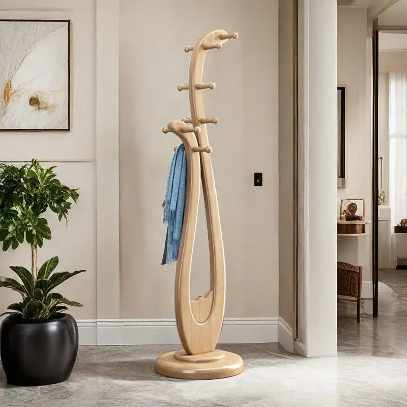 Solid Wood Clothes Rack Standing Entrance Hall Thickened Floor-standing Clothing Rack High Load-bearing Capacity Home Furniture