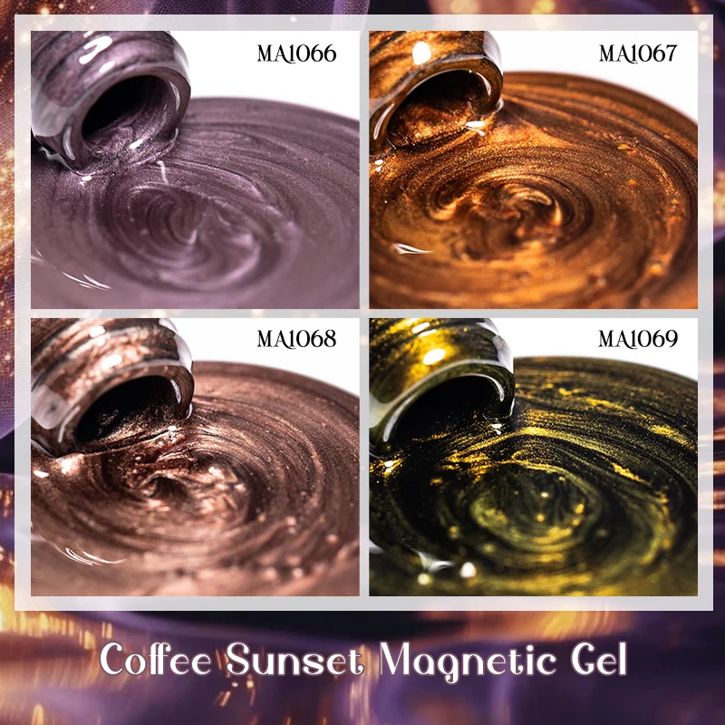 7ml Coffee Sunset Magnetic Gel Nail Polish UV LED Soak Off Nail Art Varnish Semi Permanent Nail Decorations for DIY Manicure