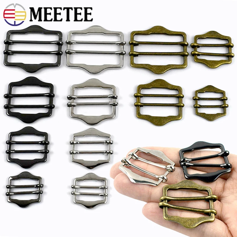 

2-5Pcs 20-40mm Metal Double Pin Buckle Backpack Strap Tri-Glide Slider Adjust Clasp Webbing Belt Buckles Bag Garment Accessories